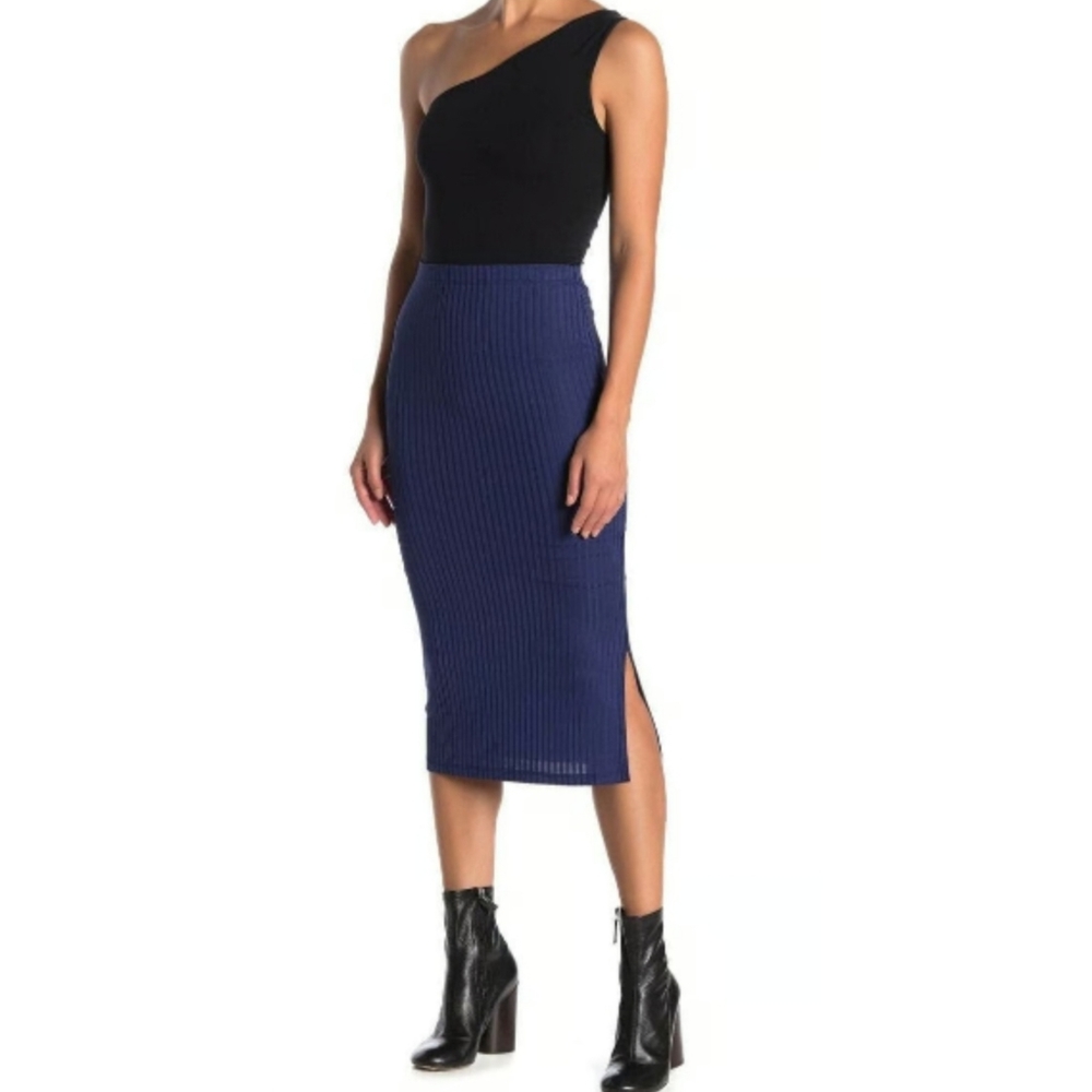 Los Angeles Ribbed Blue Skirt From Velvet Torch Sz Sm